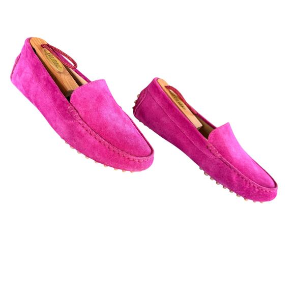 M. Gemi Felize Pink Suede Leather Slip-on Moccasins Flat Sz 38 Italian Handmade - Picture 2 of 16